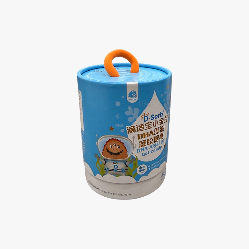 custom dha supplement paper tube packaging with handle