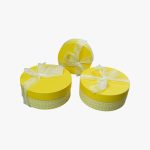 custom round wedding favor boxes with ribbon